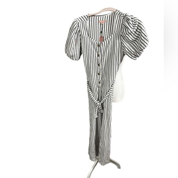 BCBG GIRLS Girls' Cotton Knit Striped Jumpsuit black and white  nwt extra large - Picture 2 of 10